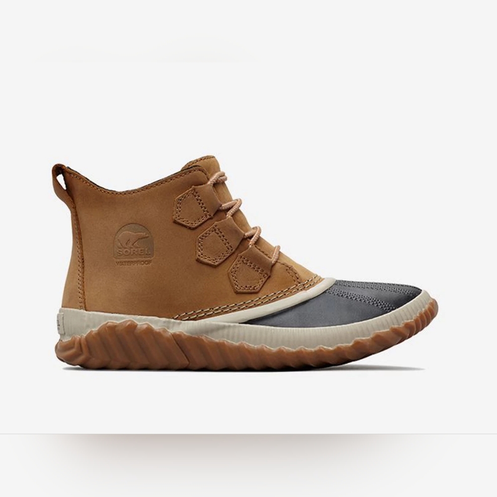 Sorel Tan and Gray Waterproof Boots with Velcro Straps